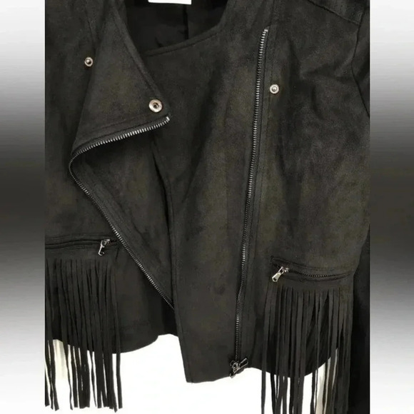 Fate Black Fringe Cropped Jacket women’s Size L - Picture 6 of 11